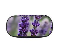 HUIopq Astuccio portapenne versatile con stampa floreale viola lavanda floreale grande capacità astuccio per scuola ufficio trucco accessorio da viaggio, Nero , Taglia unica, Organizer per borse