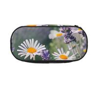 HUIopq Astuccio portapenne versatile con stampa lavanda e margherite, accessorio da viaggio per scuola, ufficio, trucco, Nero , Taglia unica, Organizer per borse