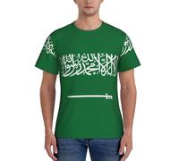 HUIopq Bandiera dell'Arabia Saudita Stampa Tempo libero Abbigliamento quotidiano T-Shirt Uomo Manica Corta Allenamento Elegante Estate Traspirante, Nero , L