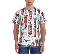 HUIopq Barber Supplies Stampa Modello Abbigliamento Tempo Libero Tutti i Giorni T-Shirt Uomo Manica Corta Allenamento Elegante Estate Traspir, Nero , S