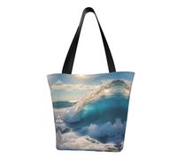 HUIopq Borsa estiva leggera con stampa a onde oceaniche, tracolla regolabile, convenienza da viaggio, spiaggia, uso quotidiano