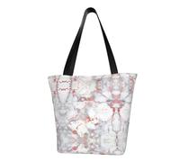 HUIopq Borsa estiva leggera con stampa in marmo bianco e oro rosa, tracolla regolabile, convenienza da viaggio, spiaggia, uso quotidiano