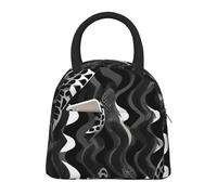 HUIopq Borsa termica per il pranzo con motivo a pelle di serpente nero e bianco e alla moda, per alimenti, snack, bevande, adulti, bambini e famiglie