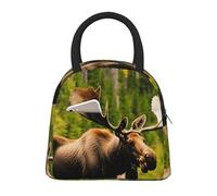 HUIopq Borsa termica per il pranzo con stampa di cervi e orsi e alci, per adulti, bambini, famiglie
