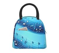 HUIopq Borsa termica per il pranzo con stampa di note musicali blu cielo per pasti snack bevande Tote adulti bambini famiglie