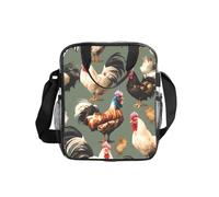 HUIopq Borsa termica per il pranzo con stampa di pollo e gallo, trasparente, per conservare cibo quotidiano, picnic, leggera, bento box