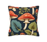 HUIopq Copricuscino quadrato con stampa di funghi magici, delicati sulla pelle, traspiranti, versatili
