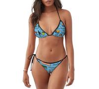 HUIopq Costume da bagno da donna con stampa simbolo degli Stati Uniti del quarto luglio impressionante bikini a due pezzi da donna spiaggia piscina avventura estiva impermeabile, Nero , XXL