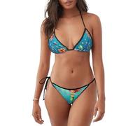 HUIopq Costume da bagno da donna con stampa sirena nell'oceano, costume da bagno da donna, spiaggia, piscina, avventura estiva, impermeabile, Nero , S