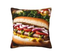 HUIopq Il cuscino quadrato della stampa del modello di alimento copre il cuscino quadrato di uso versatile respirabile della pelle