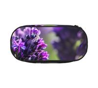 HUIopq Lavanda fiori colorati stampa grande capacità matita bag versatile astuccio scuola ufficio trucco accessorio da viaggio, Nero , Taglia unica, Organizer per borse