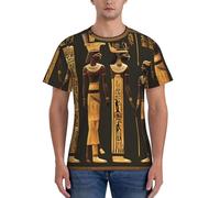 HUIopq Maglietta da uomo a maniche corte con stampa di geroglifici dell'antico Egitto per il tempo libero da indossare tutti i giorni per l'allenamento elegante estivo traspirante, Nero , XL