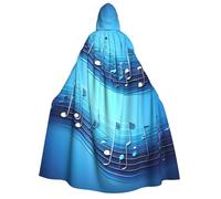 HUIopq Mantello con cappuccio con stampa di note musicali blu cielo morbido mantello Cosplay mascherata carnevale festival a tema gite eventi