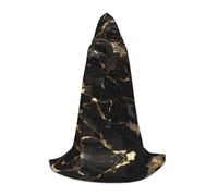 HUIopq Mantello con cappuccio con stampa marmorizzata nera e oro, per cosplay, festival, carnevale, vacanze in famiglia, avventure all'aria aperta