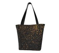 HUIopq nero e oro carta da parati Stampa Leggero Estate Bag Tote Cinghia Regolabile Convenienza Viaggi Spiaggia Uso quotidiano