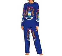 HUIopq Pigiama da donna a maniche lunghe con stampa bandiera dello stato | Abbigliamento casual leggero per le vacanze, idea regalo per Natale, compleanno, madre, figlia, sorella