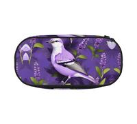 HUIopq Uccello in viola lavanda floreale stampa fiori grande capacità astuccio portapenne versatile scuola ufficio trucco accessorio da viaggio, Nero , Taglia unica, Organizer per borse