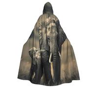HUIopq Vecchio elefante e giovane elefante stampa unisex comfort mantello con cappuccio Cosplay Carnevale all'aperto Festival forniture per feste a tema