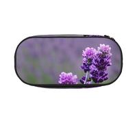 HUIopq Viola Lavanda Fiori Colorati Stampa Grande Capacità Matita Sacchetto Versatile Astuccio Scuola Ufficio Trucco Viaggio Accessorio, Nero , Taglia unica, Organizer per borse