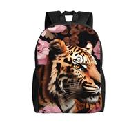 HUIopq Zainetto da uomo e donna con stampa leopardata leopardata e stampa di rose, elegante, grande capacità, per viaggi, lavoro, escursioni, viaggi d'affari, campeggio