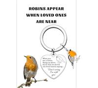 Huipalon Portachiavi con ciondolo a forma di pettirosso, regalo commemorativo con scritta in lingua inglese "Robin Appear When Loved Ones Are Near", regalo commemorativo per la perdita di mamma, papà