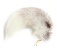 Huipalon Therian Tail - Portachiavi con ciondolo a forma di coda di volpe, 40 cm, con chiusura a moschettone, decorativo, per donne, ragazze, borse, zaini, giochi di ruolo, bianco, Etichettalia unica
