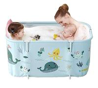 HUIPYOU Vasca da bagno portatile, pieghevole, vasca da bagno in plastica SPA, vasca da bagno extra large per adulti bambini 120 cm, blu