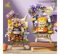 HUIQIBAO Halloween 3D Puzzle Cavalletto Kit artigianale Building Blocks Città Mattoni creativi fai da te Giocattoli per adulti Ornamenti decorativi Regalo