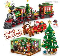 HUIQIBAO Natale 24 Giorni Conto Alla Rovescia Calendario Albero di Babbo Natale Treno Modello Building Block Mattoni FAI DA TE Giocattoli per I Bambini Regalo Per Adulti
