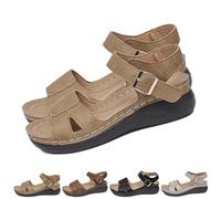 HUIQINGLI 2025 New Summer Women's Orthopedic Open Toe Sandals with Arch Support, Comfortable Orthopedic Sandals For Women (Khaki,37)