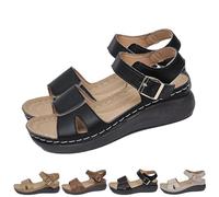 HUIQINGLI 2025 New Summer Women's Orthopedic Open Toe Sandals with Arch Support, Comfortable Orthopedic Sandals For Women (Black,36)
