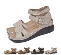 HUIQINGLI 2025 New Summer Women's Orthopedic Open Toe Sandals with Arch Support, Comfortable Orthopedic Sandals For Women (Beige,39)