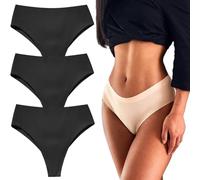 HUIQINGLI Aura Invisible Camel Toe Thong, Camel Toe Underwear for Women, High Waisted Seamless Thongs, No Show Underwear for Women (B-3pcs,M)