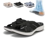 HUIQINGLI Orthopedic Sandals for Women 2025 New Orthopedic Walking Summer Plantar Fasciitis Lightweight Stretch Sandals (Black,42)