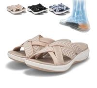 HUIQINGLI Orthopedic Sandals for Women 2025 New Orthopedic Walking Summer Plantar Fasciitis Lightweight Stretch Sandals (Beige,40)