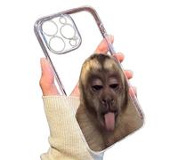 HUIQINGLI Trendy Monkey Phone Case Compatible for iPhone, Funny Shockproof TPU Clear Protective Cover for iPhone 16/15/14/13/12Pro Max (14 plus,Transparent)