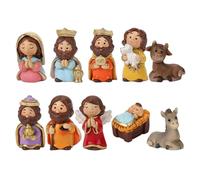 Huitrcrio Presepe Di Natale Completo Set, 10 Pezzi Resina Noel Figure Statua Gesù, Ornamento Nascita di Cristo Natività Figurine, Cristo Nascita Gesù Ornamento Regali Cattolici