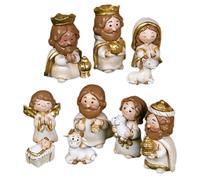 Huitrcrio Presepe Di Natale Completo Set, 10 Pezzi Resina Noel Figure Statua Gesù, Ornamento Nascita di Cristo Natività Figurine, Cristo Nascita Gesù Ornamento Regali Cattolici