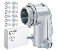 HUIXHAO Connettori a compressione da 1 cm, 90 gradi, confezione da 12 | Zinco pressofuso, certificato UL; per collegare AC, MC, FMC alla scatola di giunzione, ingresso ad angolo di 90° per un