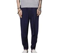 Huixin Pantaloni di Lino per Uomo Pantaloni di Skinny Lino Pantaloni Harem Pantaloni Larghi per Il Tempo Libero Pantaloni di Lino Comodi Pantaloni di Lino Pantaloni Estivi Tinta Unita