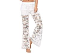 Huixin Pantaloni Svasati in Pizzo da Pantaloni Eleganti Donna Slim Fit Casual Pantaloni A Zampa Pantaloni A Gamba Lunga con Vita Alta Leggings Slim Bloomers (Color : Bianca, Size : XL)