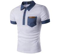 Huixin Polo da Uomo Elegante da Uomo in Skinny Impunture Cotone con A Tinta Unita per Il Tempo Libero da Uomo Maglietta A Maniche Corte da Uomo con Risvolto (Color : Bianca, Size : 2XL)