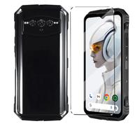 HuiYouMY 1Pcs Cover e 1Pcs Vetrino Compatible with DOOGEE V Max Plus Cover Antiurto Custodia Piu Vetro temperato Compatible with Protezione DOOGEE V Max Plus Pellicola Protettiva,Black