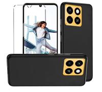 HuiYouMY 1Pcs Cover e 1Pcs Vetrino Compatible with ZTE Blade A55 Cover antiurto Custodia piu Vetro temperato Compatible with protezione ZTE Blade A55 Pellicola protettiva,Black