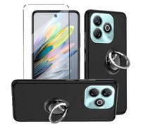 HuiYouMY 1Pcs Cover e 1Pcs Vetrino e 1*anello Compatible with ZTE Blade A75 Cover antiurto Custodia piu Vetro temperato Compatible with protezione ZTE Blade A75 Pellicola protettiva,Black