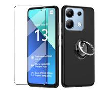 HuiYouMY 1Pcs Cover e 1Pcs Vetrino e 1*Anello Redmi Note 13 4G Cover Antiurto Custodia Piu Vetro temperato Protezione Redmi Note 13 4G Pellicola Protettiva,Black