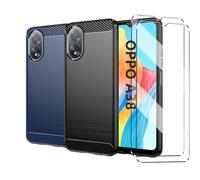 HuiYouMY 2Pcs Cover e 2Pcs Vetrino Compatible with OPPO A38 4G Cover antiurto Custodia piu Vetro temperato Compatible with protezione OPPO A38 4G Pellicola protettiva, black+navy