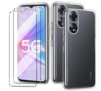 HuiYouMY 2Pcs Cover e 2Pcs Vetrino Compatible with Oppo A78 5G Cover Antiurto Custodia Piu Vetro temperato Compatible with Protezione Oppo A78 5G Pellicola Protettiva,Clear