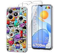 HuiYouMY Cover per Blackview Wave 8C/Wave 8/Oscal Flat 2/Oscal Flat 2C (6.56") con 2 Pellicole Vetro Temperato, Trasparente Custodia Silicone Morbida TPU Ultra-Sottile AntiGraffio Antiurto Case - XS40
