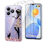 HuiYouMY Cover per Blackview Wave 8C/Wave 8/Oscal Flat 2/Oscal Flat 2C (6.56") con 2 Pellicole Vetro Temperato, Trasparente Custodia Silicone Morbida TPU Ultra-Sottile AntiGraffio Antiurto Case - WM49